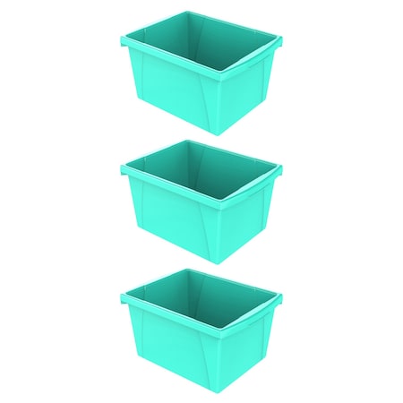 Storex Storage Bin, Polypropylene, Teal, 3 PK 61477U06C